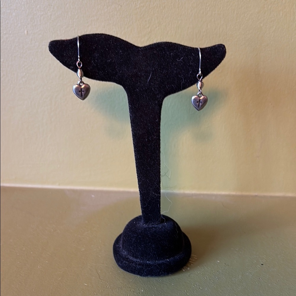 Elegant Silver Heart Dangle Earrings